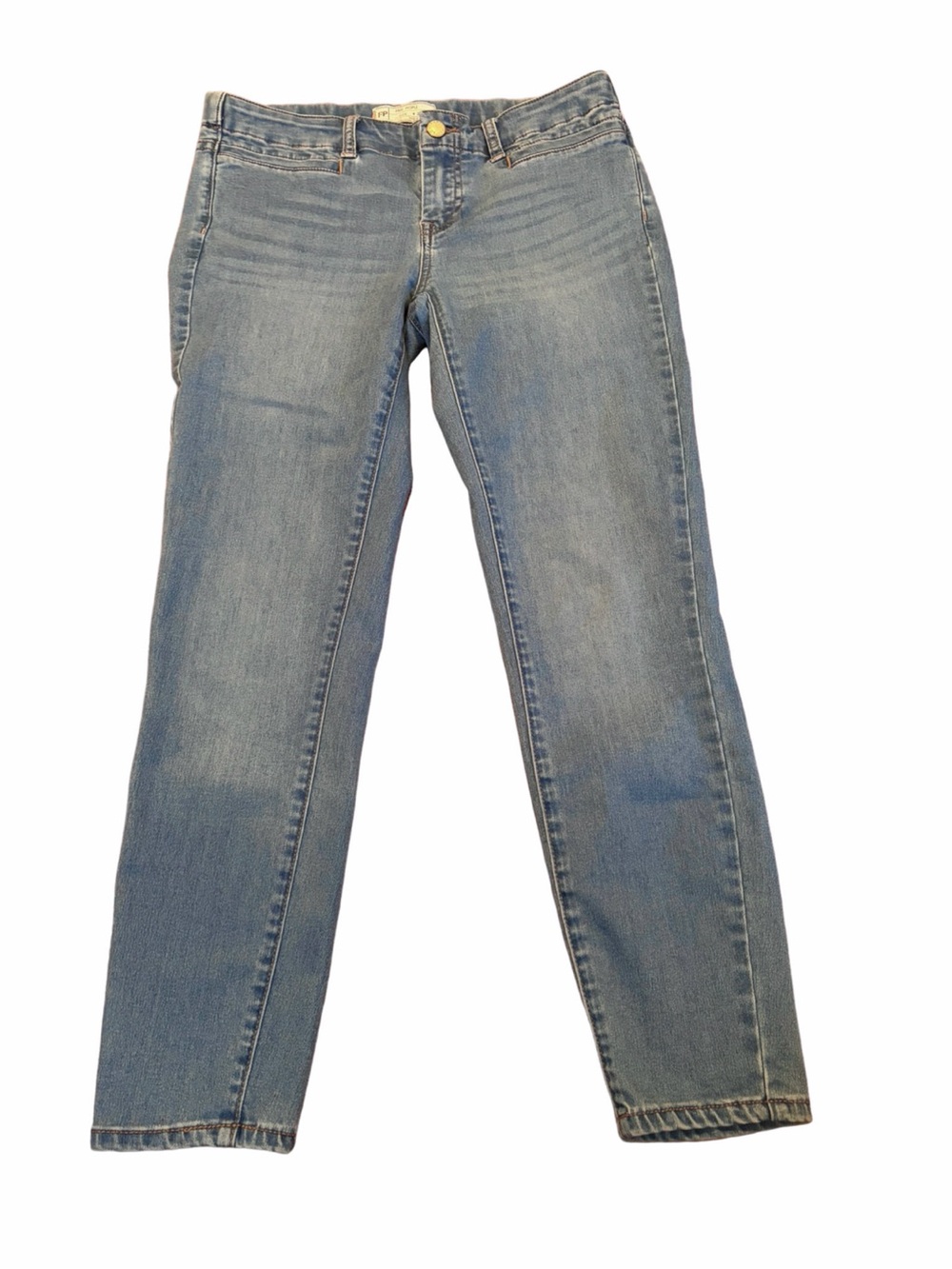 Free People Light Wash Skinny Ankle Jeans W28 L26 Low Rise Stretch Blue Denim